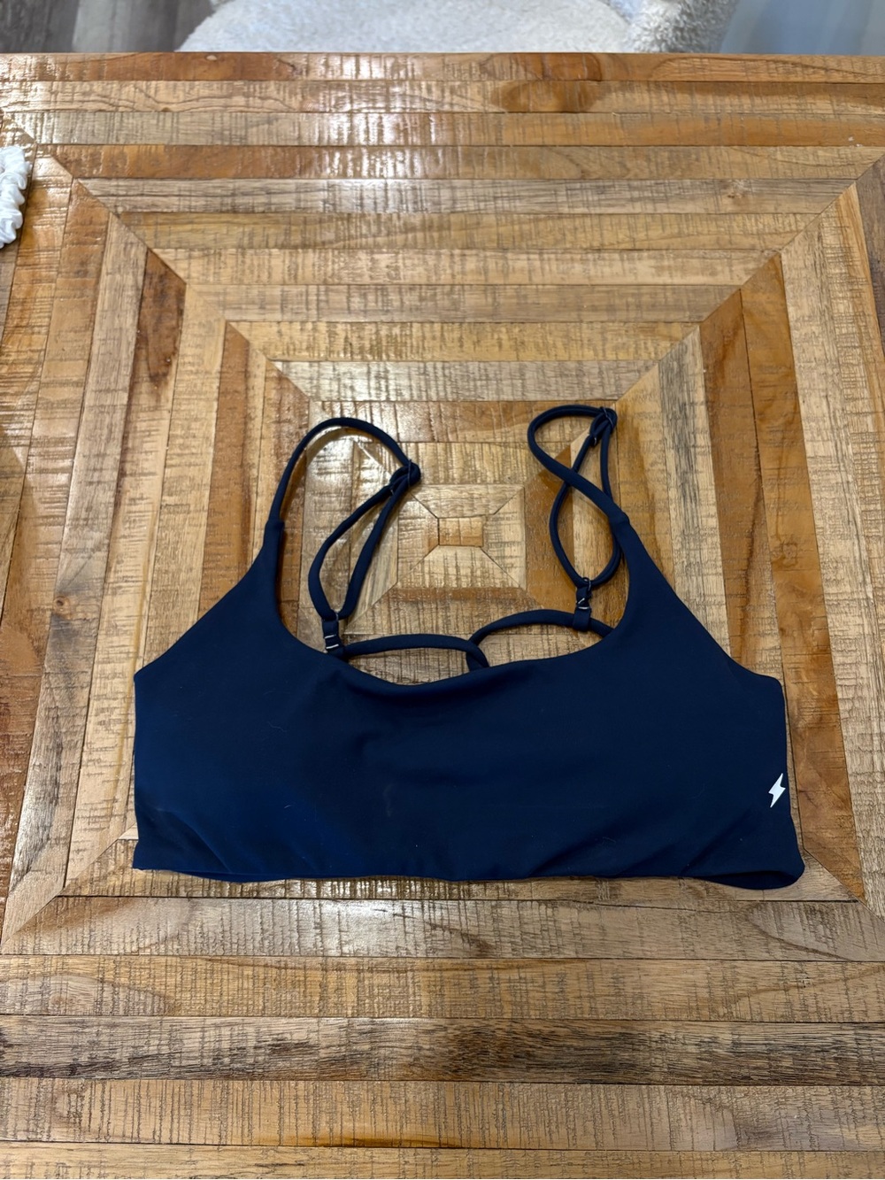 Navy Azur Strappy Sports Bra with Adjustable Back